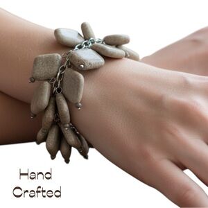 Handcrafted Gray Brown Gemstone Whimsical Forest Fairy Bracelet NWT Size OS